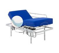 Geriafy - Cama articulada de Patas Regulables con colchón Sanitario Visco Plus Impermeable de 20 cm de Grosor (80x200, Barandillas)