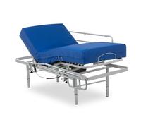 Geriafy - Pack Cama Articulada 90x190 | Patas Regulables | Colchón Viscoelástico Impermeable | Barandillas