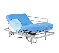 Geriafy - Pack Cama articulada con colchón Impermeable Origin HR | Diseño Superior en cuadricula | Transpirabilidad y Confort (80x190 cm, Barandillas)