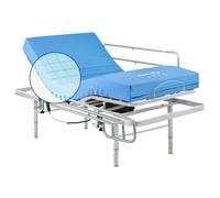 Geriafy - Pack Cama articulada Regulable en Altura con colchón Impermeable Origin HR | Diseño Superior en cuadricula | Transpirabilidad y Confort (105x190 cm, Barandillas)