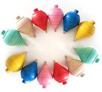 GERILEO Lote de 4/8/12 Peonzas de Madera clásicas de Colores - Regalos y Detalles para Comuniones, piñatas, Niños, Niñas, Fiestas de Cumpleaños, Trompas, peón, trompo, trompón, Spinner, perinola