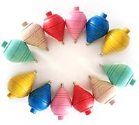 GERILEO Lote de 4/8/12 Peonzas de Madera clásicas de Colores - Regalos y Detalles para Comuniones, piñatas, Niños, Niñas, Fiestas de Cumpleaños, Trompas, peón, trompo, trompón, Spinner, perinola