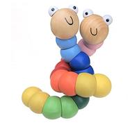 GERILEO Pack de 2 Gusanos articulados en Distintos Colores - Juguete de Madera - Mejorar la Creatividad, concentración e Inteligencia (Pack: Azul + Rosa)