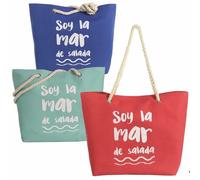 Gerimport Bolsa de Playa Amplio Espacio Interior Soy la Mar de Salada Roja 51x16x36 Cm