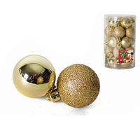 Gerimport Bote con 25 Bolas Surtidas de Navidad Color Oro de 3 cm