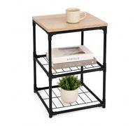 Gerimport Estantería Industrial de Metal y MDF de 3 Niveles 30 x 30 x 47,4 cm - Estantería Multiusos para Cocina, Baño, Dormitorio, Lavadero, Oficina y Recibidor - Estructura Metálica Negra