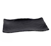 Gerimport Fuente Rectangular de Melamina, Color Negro Mate, 27,7 x 19,2 cm, Bordes con Relieve, Apta para Lavavajillas