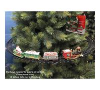 Gerimport Tren decoración Navidad con Soporte árbol luz y música 90 cm (Funciona con 4 Pilas AA no inluidas)