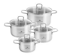 Gerlach 1760 Juego de ollas Brava, Acero Inoxidable, Plata, 24 cm, 8