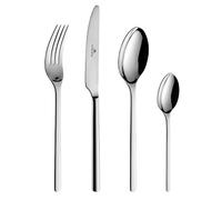 Gerlach Moderno Juego de cubertería para 6 Personas, Apto para lavavajillas, de Acero Inoxidable, Elegantes Cubiertos con Cuchillo, Tenedor, Cuchara y cucharilla, 24 Unidades, Color Plateado