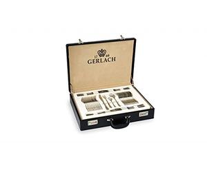 Gerlach Valor - Juego de cubiertos en maletín para 12 personas, apto para lavavajillas, acero inoxidable, cuchillo, tenedor, cuchara, tenedor, cuchara, tenedor de pastel, cuchara para salsas, espátula