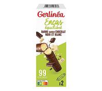 Gerlinea - Encas de sabor chocolate blanco y negro - Encas equilibradas y ricas en proteínas, 1 caja (2 barras)