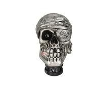 GERLJ pomo de Palanca de Cambios Perilla de Palanca de Cambios de Coche Universal, Perilla de Palanca de Cambios Manual con Estilo de Cabeza de Calavera con Adaptador de Manga(Prata)