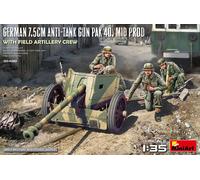 MiniArt 35400 1:35 Dt. 7,5 cm PaK 40 m. Crew (4) m Prod. - Reproducción fiel a la fidelidad, modelismo, kit de construcción de plástico, manualidades, aficiones, pegar, maqueta, montaje, sin barnizar