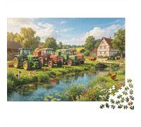 German Farm Countryside Puzzle 1000 Piezas Reciclable Tractors Mayor Puzzles Educativo Juego Decompression Ideal para la Familia and Friends Cumpleaños 70x50cm/1000pcs