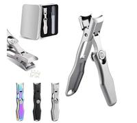 German Nail Clippers With Safety Lock For Men,2024 New Luxurious Ultra Sharp Nail Clippers For Thick Nails,Stainless Steel Wide Jaw Opening No Splash Fingernail Cutters With Catcher File (Silver)