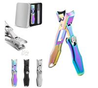 German Nail Clippers With Safety Lock For Men,2024 New Luxurious Ultra Sharp Nail Clippers For Thick Nails,Stainless Steel Wide Jaw Opening No Splash Fingernail Cutters With Catcher File (Colorful)