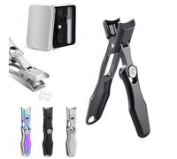 German Nail Clippers With Safety Lock For Men,2024 New Luxurious Ultra Sharp Nail Clippers For Thick Nails,Stainless Steel Wide Jaw Opening No Splash Fingernail Cutters With Catcher File (Black)