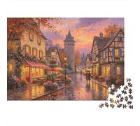 German Old Town Adult Jigsaws 1000 Piezas Reciclado Paper Medieval Village Puzzle para Adultos Parent Child Game Props Holiday Blessings Gift for Women 52x38cm/1000pcs