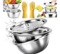 German Quality 3-in-1 Stainless Steel Grater Bowl，26cm