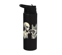 German Shepherd & Alien Stainless Steel Insulated Water Bottle