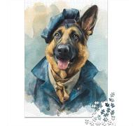 German Shepherd Art Print Puzzles Imposible,desafío para Adultos Juego Educativo 1000 Piezas Obra De Arte De Juego De para Adultos Y Niños A Partir De 12 Años 70x50cm/1000pcs