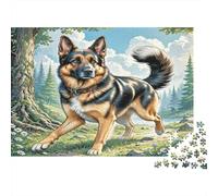 German Shepherd Dog 1000Pc Adult Jigsaws German Shepherd in Forest for Adults Challenging & Brainteasing Puzzle Games 38x26cm/1000pcs