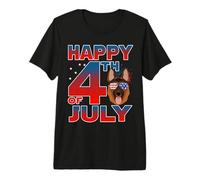 German Shepherd Dog American Flag Glasses Happy 4th of July Camiseta Premium