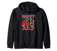 German Shepherd Dog American Flag Glasses Happy 4th of July Sudadera con Capucha