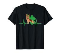 German Shepherd Dog Heartbeat Leprechaun Hat St Patricks Day Camiseta
