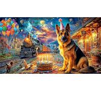 German-Shepherd-Dog Puzzle Adultos 1000 Piezas Papel Reciclado Juego Familiar Desafiante para Adultos y niños de 12 años 38x52/1000pcs