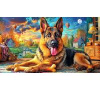 German-Shepherd-Dog Puzzle Adultos 1000 Piezas Papel Reciclado Juego Familiar Desafiante para decoración Mural y Regalos 38x52/1000pcs