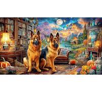German-Shepherd-Dog Puzzle Adultos 1000 Piezas Papel Reciclado Juego Familiar Divertido Desafiante para decoración Mural 38x52/1000pcs