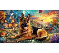German-Shepherd-Dog Puzzle de 1000 Piezas Reciclado Regalo Divertido Juego Familiar para Adultos y niños de 12 años en adelante 70x50/1000pcs