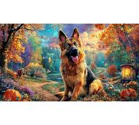 German-Shepherd-Dog Puzzle de 1000 Piezas Reciclado Regalo Divertido Juego Familiar para Adultos y niños de 12 años en adelante 38x52/1000pcs