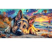 German-Shepherd-Dog Puzzle Familiar 1000 Piezas Desafiante y Divertido Papel Reciclado para Adultos 38x26/1000pcs