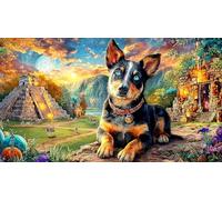 German-Shepherd-Dog Puzzle Familiar 1000 Piezas Papel Reciclado Desafiante y Divertido para Adultos 38x52/1000pcs