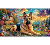 German-Shepherd-Dog Puzzle para Adultos y niños 1000 Piezas Juego Educativo Papel Reciclado Desafiante Actividad en casa 38x52/1000pcs