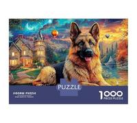 German Shepherd Dog Rompecabezas de 1000 Piezas para Adultos Forest Puppy Divertido, Desafiante y Estimulante Rompecabezas para Adultos - Descubre el Rompecabezas Juego Educativo