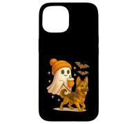 German Shepherd Halloween Ghost Walking German Shepherd Dog Carcasa para iPhone 15