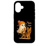German Shepherd Halloween Ghost Walking German Shepherd Dog Carcasa para iPhone 16