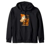 German Shepherd Halloween Ghost Walking German Shepherd Dog Sudadera con Capucha