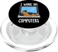 German Shepherd I Work On Computer Dog Sleep Puppy Lovers PopSockets PopGrip para MagSafe