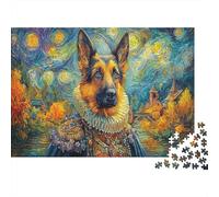 German Shepherd Jigsaw Puzzle for Adults Kids German Shepherd in Ruffle Age 12 Years Up Educational Game 52x38cm/1000pcs