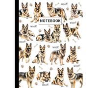 German Shepherd Notebook: Dog Journal Notebook for Kids, Teens, and Adults 8.5" x 11" Wide Ruled | Watercolor German Shepherds