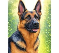 German Shepherd Notebook - Watercolor Dog Lined Journal - 110 Pages, Gift for German Shepherd Lovers