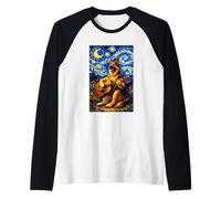 German Shepherd Playing Guitar Whimsical Art Music Camping Camiseta Manga Raglan