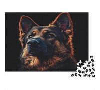 German Shepherd Portrait-Digital Art Style Adult Challenging Puzzle Games German Shepherd Portrait for Women, Gifts for Men Age 14 Years Up 70x50cm/1000pcs