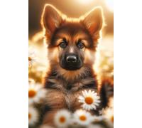 German Shepherd Puppy face Notebook - Large 6 x 9 inches - 127 Pages