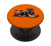 German Shepherd Puppy For Women Men Kids Orange Halloween PopSockets PopGrip Adhesivo